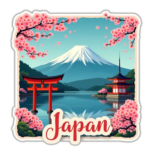 Image of Naxon Japan Souvenir Wooden Fridge Magnet - 3x3 Inch Travel Collectible Refrigerator Magnet | Mount Fuji, Cherry Blossom, Tokyo Tower Design | Wooden Kitchen Decor & Gift | Pack of 1