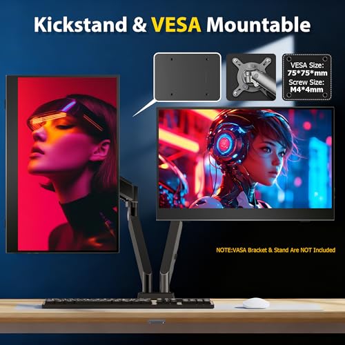 Image of 4K Portable Monitor - 15.6 Inch 3840x2160 Resolution, 100% sRGB, IPS Screen with Built-in Speakers, USB-C /HDMI Connectivity, External Second Monitor for Laptop /MacBook /Switch /PS5 /PS4 /Xbox