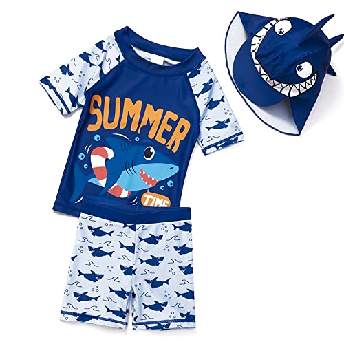 Image of Baby and Toddler Boys' 3-Piece Swimsuit Set Kids Bathing Suit Swimwear with Hat Surfing Suit UPF 50+ FBA