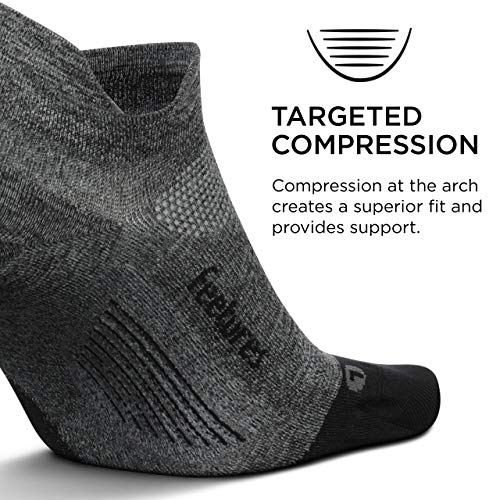 Feetures Elite Light Cushion No Show Tab Ankle Socks - Sport Sock with Targeted Compression - Gray, M (6 Pair)2