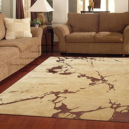 Image of Cracks Carpet for Living Room Size 6x8 Feet (180x240 cm) Color Beige & Brown