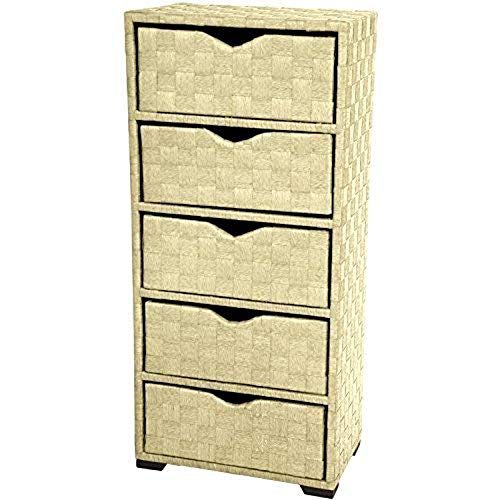 Oriental Furniture Natural Fiber Chest of Drawers - Five Drawer - White