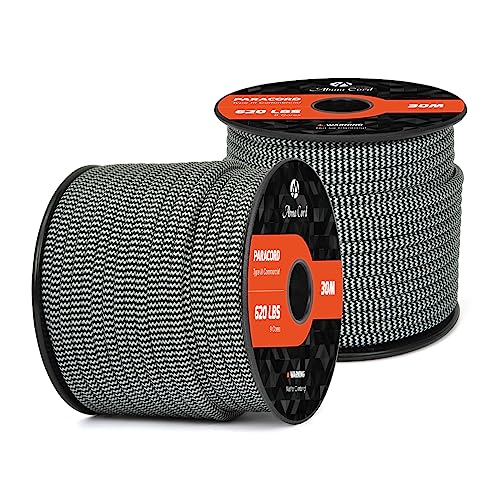 Abma Cord Paracord 620 lbs 4mm 9 Strands 100% Nylon 30M - Zebra, Shockwave-zebra, 30 Meters