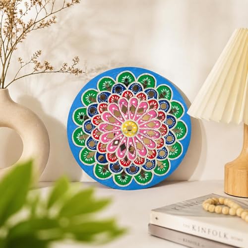 Image of Parssufy Lippan Art DIY Kit for Wall Decoration - 3 Pre-Marked 8 Inch MDF Boards with Acrylic Paints, Clay, Craft Mirrors, Brushes & Easel | Traditional Mud Art Kit for Kids & Adults