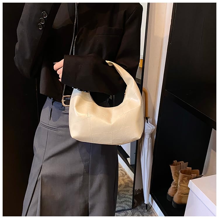 Women PU Crescent Shoulder Bag Large Capacity Trendy Designer Handbag Zipper Closure Simple Carrying Bag Top Handle Bag2