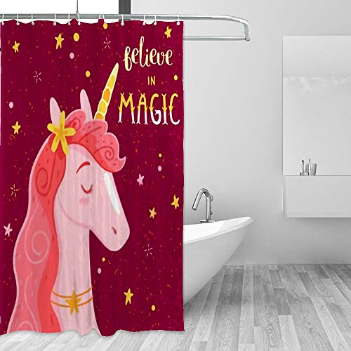 Rideau de douche licorne tissu polyester imperméable 180x180 - 5