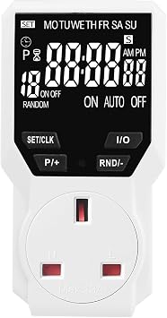 DEWIN Digital Timer Plug Socket, Smart Switch Programmable Electronic Timing Socket AC 230V 13A 2900W UK Plug Kitchen Timer Outlet for Computers, Stoves, Coffee Machines