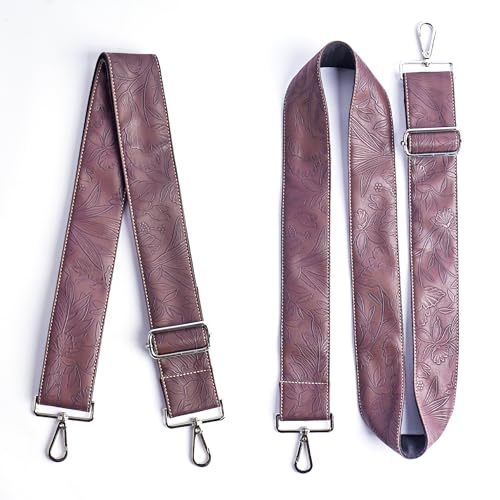 Image of Purse Straps Replacement Crossbody,Crochet Purse Strap for Handbags,Wide Shoulder Straps for Bags(1-Carved Brown)