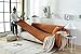 One Piece Velvety Flexible Fit Sofa Slip Cover, Solid Color Elastic Loveseat Furniture Protection Couch Wrap, Non Slip Loveseat Covers for Living Room Caramel 35