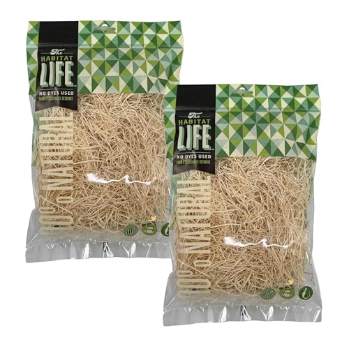 Quality Growers - The Habitat Life - Natural Fine Cut Excelsior - for Birds Hamsters Gerbils Rats & Other Small Mammals - Soft & Absorbent - Wood Fiber - Dye-Free & Safe - Small - 2 Pack
