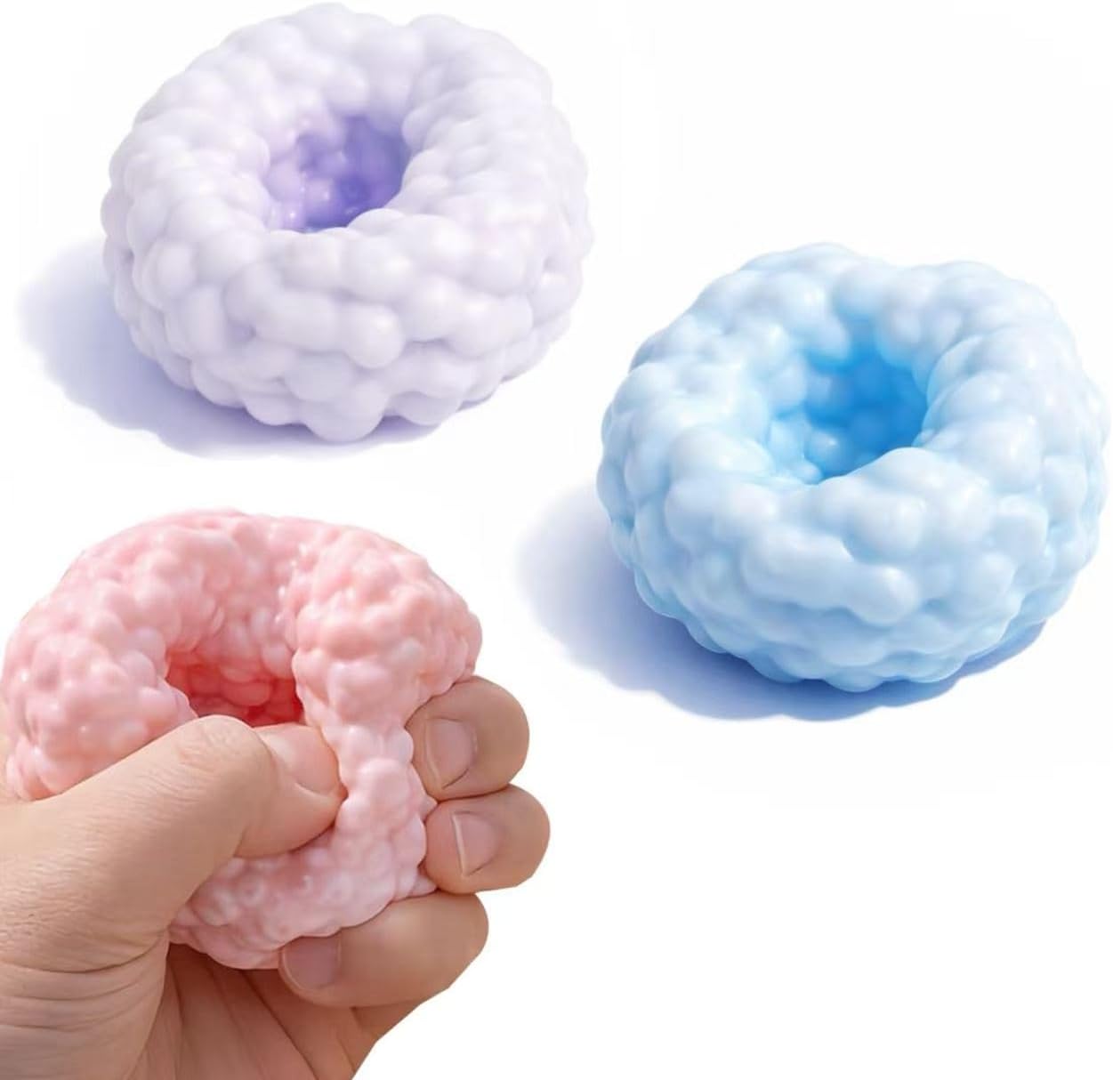 2-Pack Crunchy Stress Balls, Ice Skin Crunchy Squishy Balls, Slow Rebound Sensory Squeeze Ball for Anxiety Relief & Focus, Soft Moldable Desktop Stress Relief Toys for Classroom Party Favors (2PCS-A)