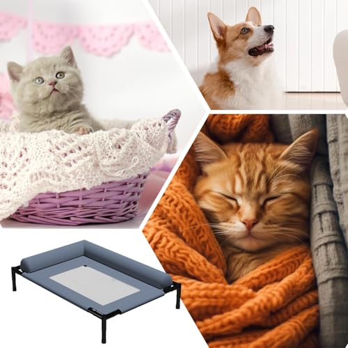 WJnflQN Hundebett, erhöhte Hundebete - Hundehammockelbett mit Kissen und atmungsaktivem Netz - Abnehmbare waschbare Haustiermöbel für Cat Camping Traving Training Home Lawn Ground