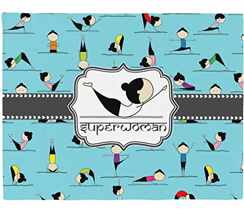 Personalized Yoga Poses Woven Fabric Placemat - Twill w/Name or Text