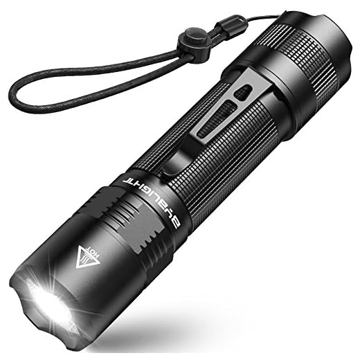 Rechargeable Flashlight, BYB F18 LED Tactical Flashlight, 800 Lumens Super Bright Pocket-Sized CREE LED Torch with Clip, IP67 Water Resistant, 5 Modes for Camping, Hiking, Emergency & EDC (Black)