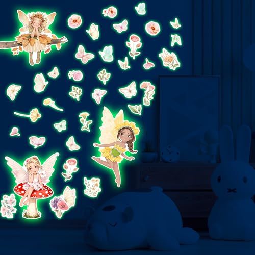 Vinilos decorativos luminosos para pared hadas y mariposas miniatura 3