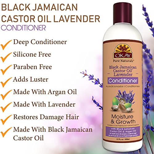 Okay | Black Jamaican Castor Oil & Lavender Conditioner | For All Hair Types & Textures | Moisturize, Strengthen & Regrow Hair | With Argan Oil | Free Of Sulfate, Silicone & Paraben | 12 Oz #TOP4