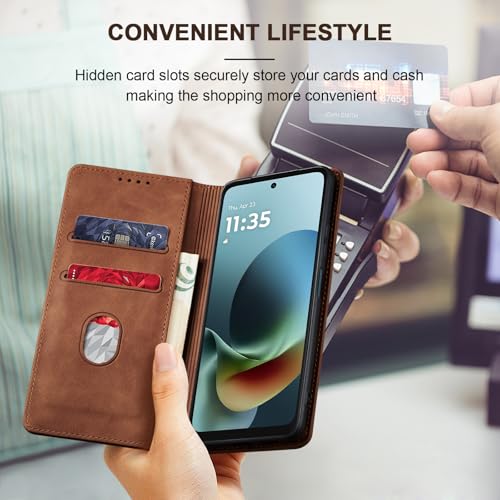 Image of Jasonyu Flip Wallet Case for Moto G Play /G 5G (2026),Brown