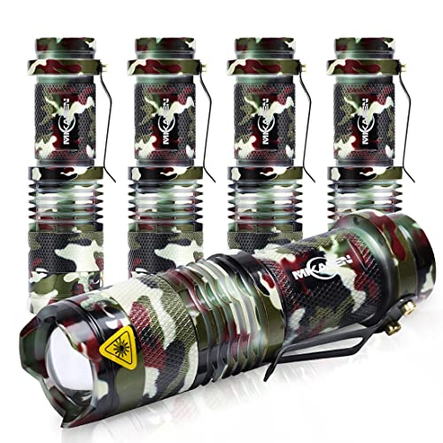 MIKAFEN 5 Pack Mini Flashlights LED Flashlight 300lm Zoomable Tactical Flashlight with 3 Modes(Army Green)