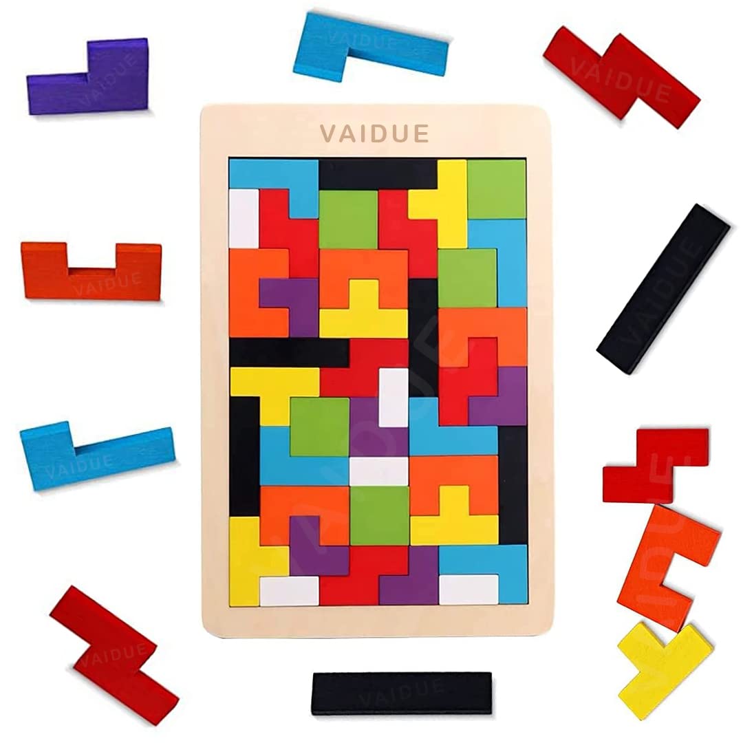 VAIDUE Mini Travel Puzzles for Kids, Wood Intelligence Brain Games Building Blocks Teasers Educational Toy, Childrens Board Game 40 Pcs Puzzle Indoor | Outdoor Ages 3+ Year Boys Girls (Multicolor) (B0BY2Q5DNZ) Amazon Price History, Amazon Price Tracker
