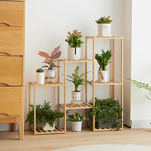 Plant Stand Indoor Plant Stands Bamboo Outdoor Tiered Plant Shelf For Multiple Plants, 3 Tiers 7 Potted Ladder Plant Holder Table Plant Pot Stand For Window Garden Balcony Living Room Corner #TOP1