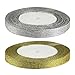 Produktbild Accessories Attic Glitzerband, 10 mm x 22 m, Gold/Silber, für Geschenkverpackungen, Weihnachten, Party, Hochzeit (Silber)