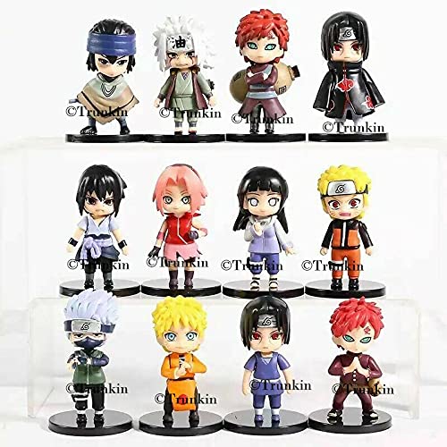 Image of Trunkin Anime Action Figure Toy Set for Kids | Collectible Sasuke Itachi Jiraiya Hinata Kakashi Figurines Toy Set | PVC Figurine - Set of 12