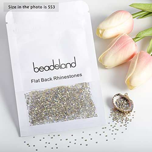 Image of Beadsland 2880pcs Flat Back Crystal Rhinestones Round Gems for Nail Art and Craft Glue Fix, Blue Moonlight,SS3,1.2-1.4mm | Flatback Glass Gems, 1.2-1.4mm, for Nail Art Craft, Glue Fix