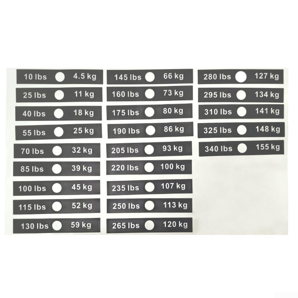 Fitness Gym Weight Stack Labels with Numbers 4 5kg to 155kg, Weight Stickers for Dumbbells, Barbells, and Resistance Equipment Weight Blocks