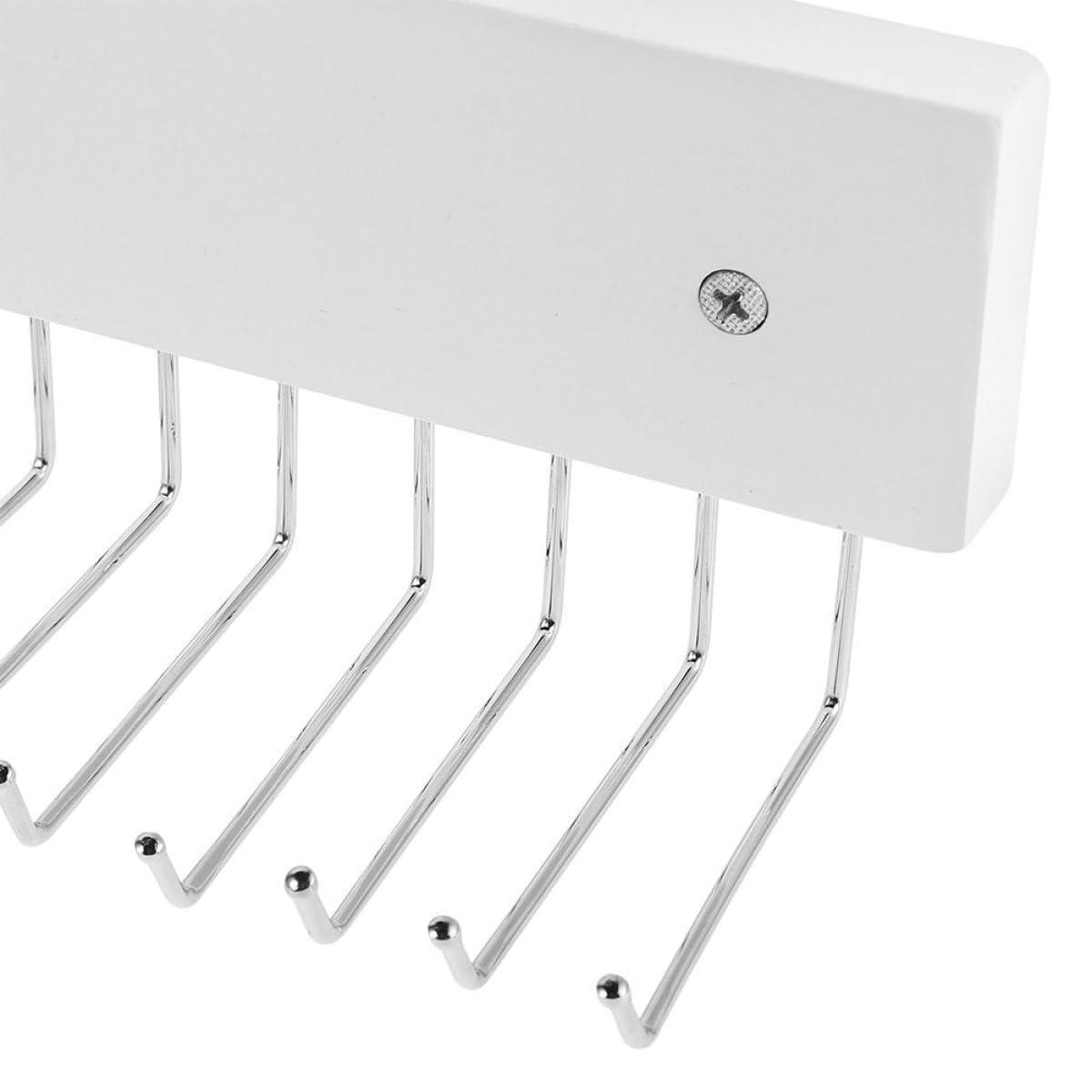 Toyvian Organizador de Cinturones y Corbatas de Pared Rotativo de Madera y Hierro Blanco, Perchero Elegante para Armario u Oficina, Juego de 2 Piezas