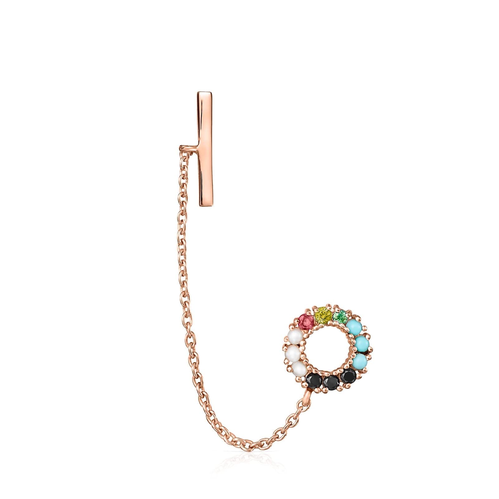 TOUS Pendiente con baño de oro rosa 18 kt sobre plata y gemas Straight