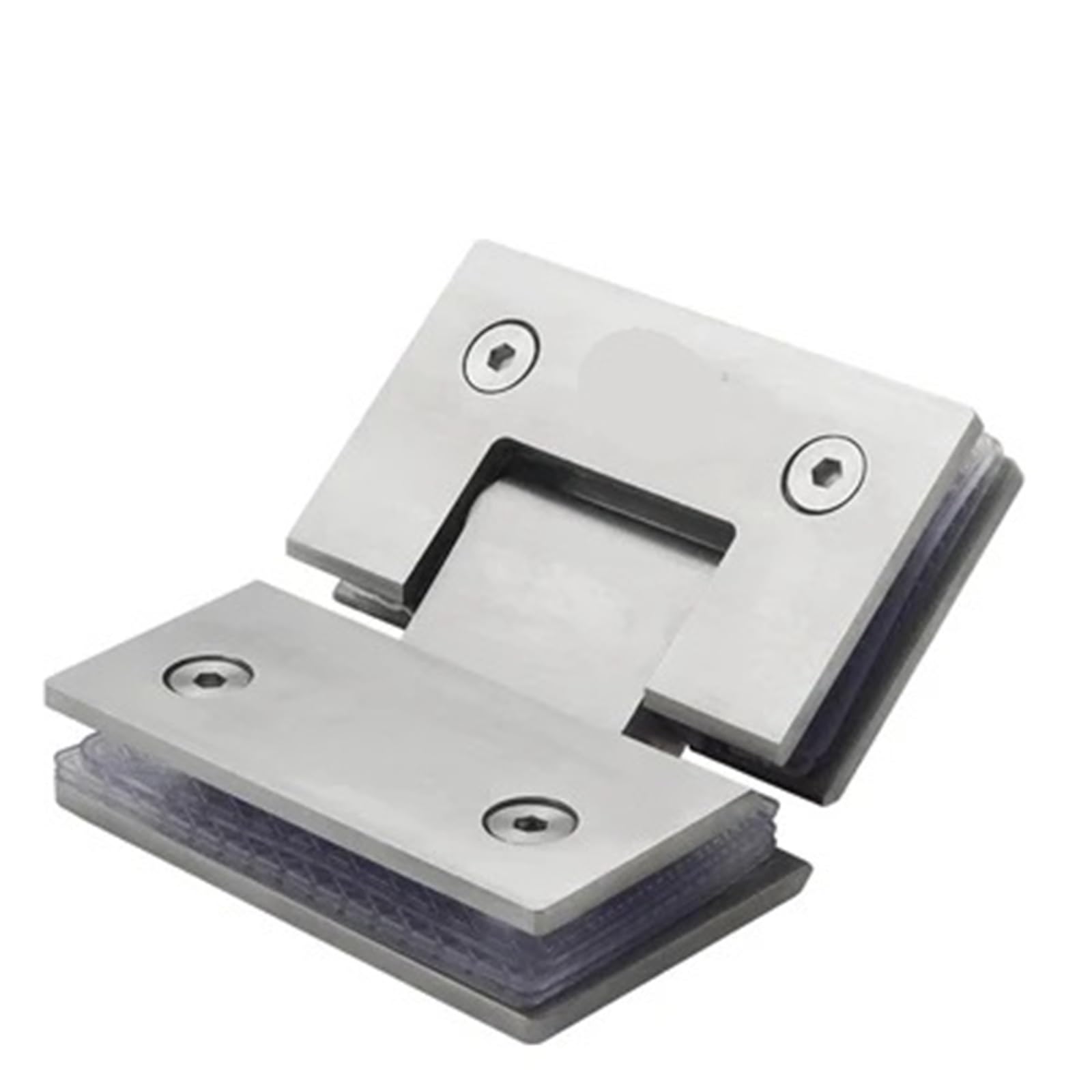 Cnyuon Color D 2 Pcs Stainless Steel Frameless Nickel Brush Glass Door Hinge 90 Degrees Of Bathroom Clamp Folding Clip For Glass Door(Color D)