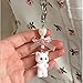 Misovela Cute Fuzzy Cat Keychain Y2K Aesthetic Kawaii Pink White Cat Lovers Decor Gifts Heart Bow Pendent Bag Charm (White)
