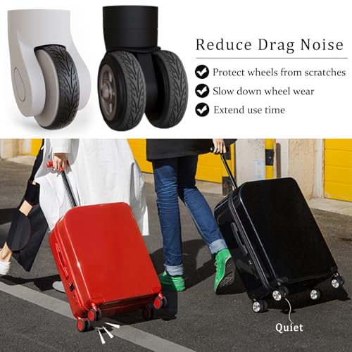 Luggage Wheel Covers Luggage Wheel Protector 8 Pcs Silent Noise Reduction Shock Absorbing Caster Cover for Carry-on Luggage with Wheels (Black)4