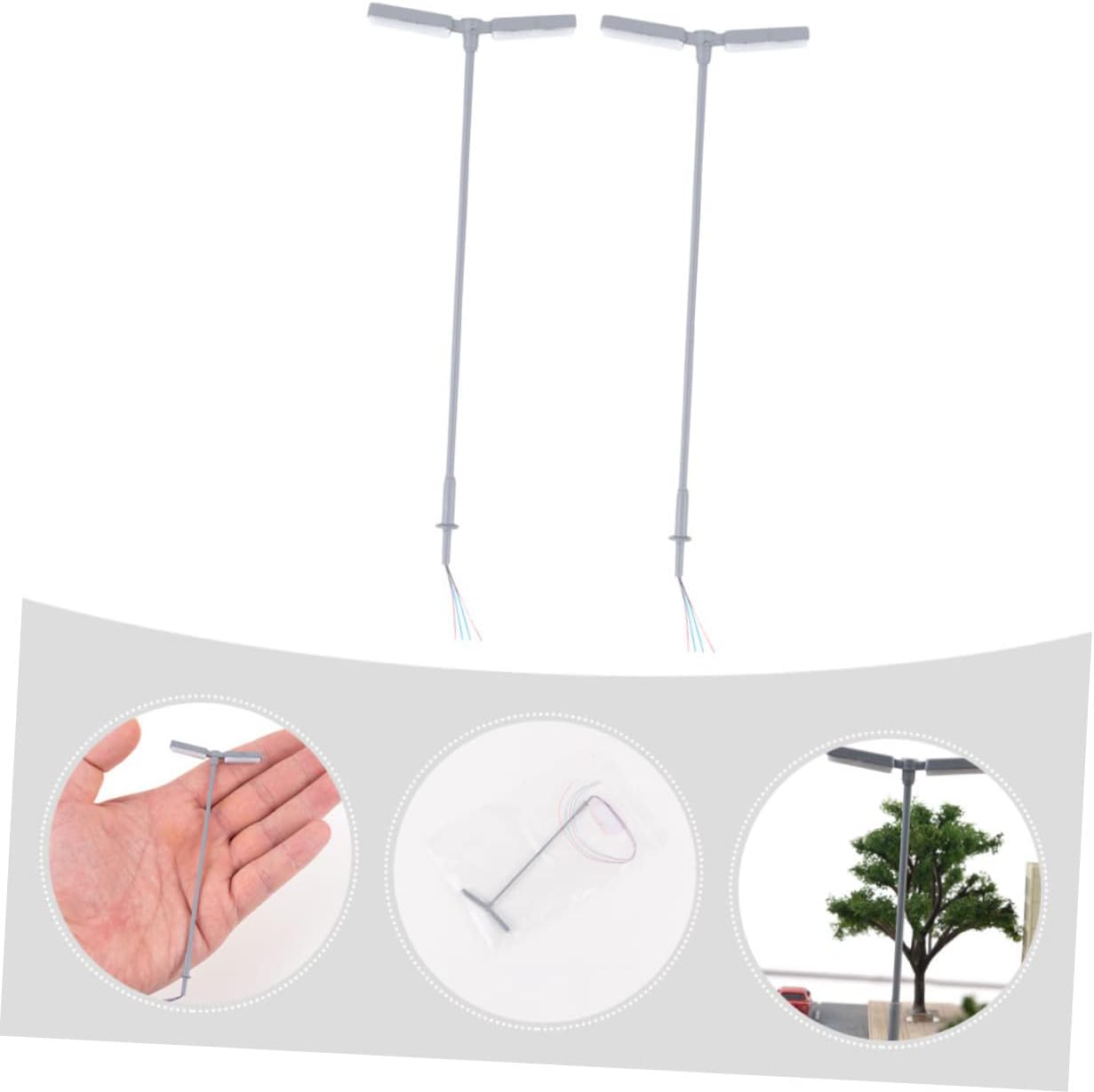 TEHAUX 2pcs Glowing Street Lamp Model Miniature Lamp Posts for DIY Garden Decor for Miniature Landscape and Table Decor
