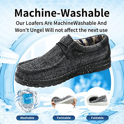 JSWEI Men's Machine-Washable Summer Loafers Lace Up Casual Slip-On Shoes Lightweight Comfortable Soft Sole WalkingTraveling, Beach, Gifts for Men Shoes Loafers Stretch3