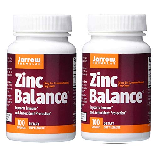 Jarrow Formulas Zinc Balance 15 Milligrams Zinc (L-Methionine) 1 Milligram Copper Supports Immune and Antioxicant Protection - Dietary Supplement - 100 Capsules (Pack of 2)