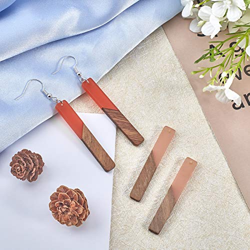 Olycraft 12Pcs 6 Color Rectangle Wood Resin Earring Making Kits Rectangle Wood Resin Earring Pendants Rectangle Resin Wood Charms With 60Pcs Earring Hooks 100Pcs Jump Rings For Earrings Jewelry Making #TOP5