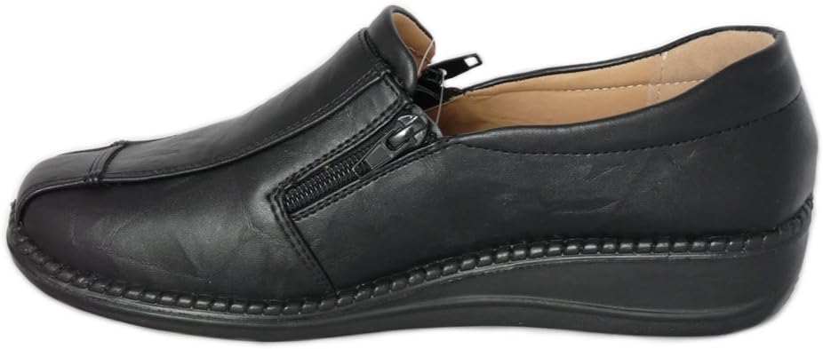 Cushion Walk Women's Shoes, Loafer Loafers Faux Leather with Double Zip 3 51V1CBsnA+L. AC SL1000