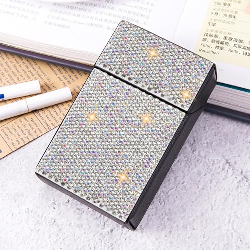 Cigarrera Para Mujer - Cigarrera Hombre, Pitillera Con Cristales Brillantes, Interruptor Magnético De Aluminio, Capacidad De 20 - (tamaño King De 85 Mm)