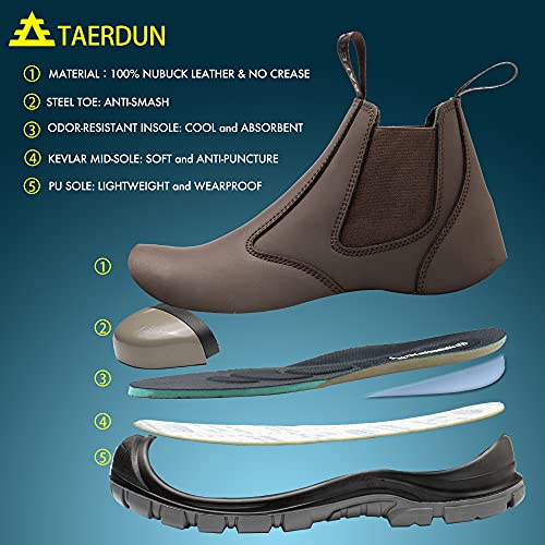 Steel Toe Work Boots for Men Slip-on Chelsea Boot, Men's Industrial & Construction Shoes, Waterproof, Lightweight, Comfortable, Non-slip Safety Shoes, Black, 10.53