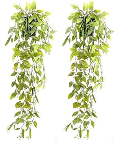 Valyria Home - 2 Pcs Planta Artificial Colgante con Maceta 76cm - Decoración del Hogar - Planta Colgante de Plastico con Maceta - Diseño Realista para Boda Jardín Balcón Dormitorio