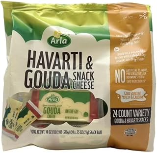 Havarti and Gouda Cheese Snack, Made from real, creamy Havarti and rich Gouda cheese, these bite-sized delights are perfect for little hands and grown-up cravings alike. 24 ct.