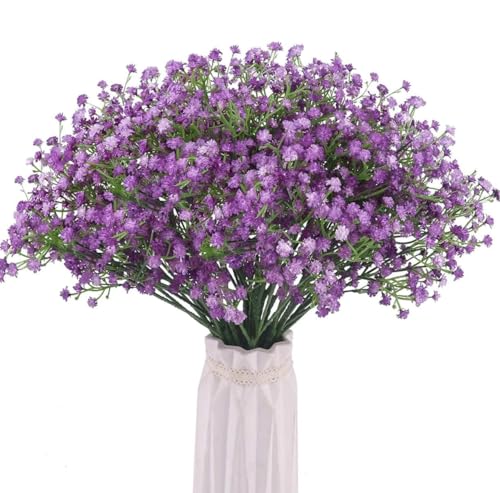 Image of VRB Dec 20 Pcs Artificial Baby's Breath Flower Bunch,Gypsophila Bouquets Flower Sticks for Vase,Flowers for Vases, Decoration Items for Living Room,Home Decor,Chritmas (20 Pcs - Fushia Gypsophila)