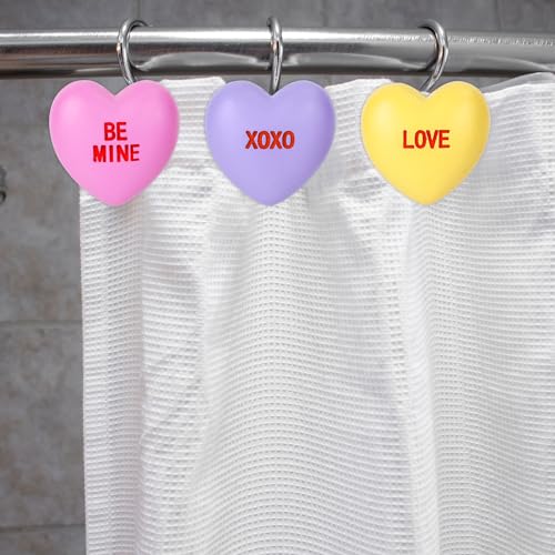 Whaline W11337 12Pcs Valentine'S Day Heart Shape Shower Curtain Hooks Conversation Heart Curtain Rings Love Heart Decorative Curtain Hanger Hooks thumb #4