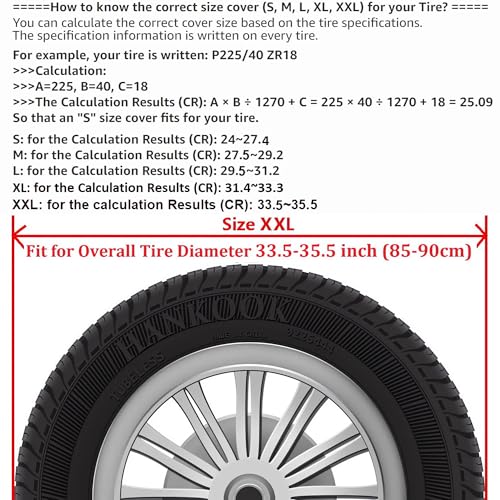 Image of Black Spare Tire Cover with Camera Hole for Ford Bronco and Jeep | XXL: Fit Wheel Diameter 33.5-35.5inch (315 /70R17), Spare Wheel Protector for Wildtrak, Badlands, Sasquatch, Everglades