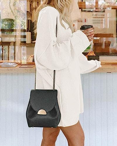 Image of BTFBM 2025 Womens Sweaters Casual Crewneck Long Sleeve Oversized Sweater Dress Fall Winter Loose Slouchy Soft Pullover