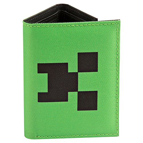 JINX Minecraft Wallet, Accesorio de Viaje- Billetera Plegable Triple Niños Unisex, Verde, 7,5 x 2,5 x 12,7 cm