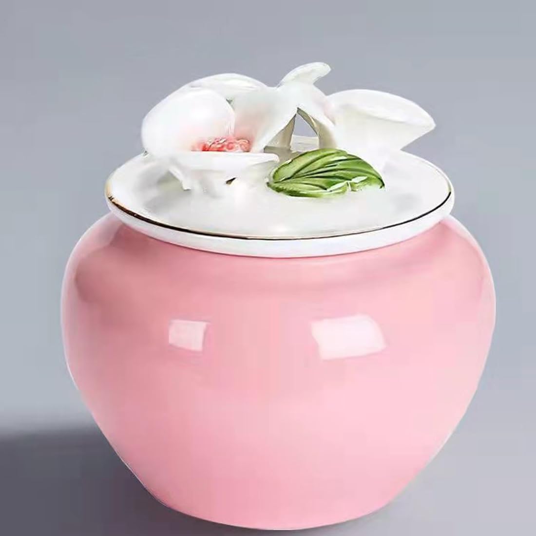 pet ashes urn, Souvenir Urn, Keepsake, Cat Dog Pet, Cremation Box, Handicrafted Ceramic(Pink)