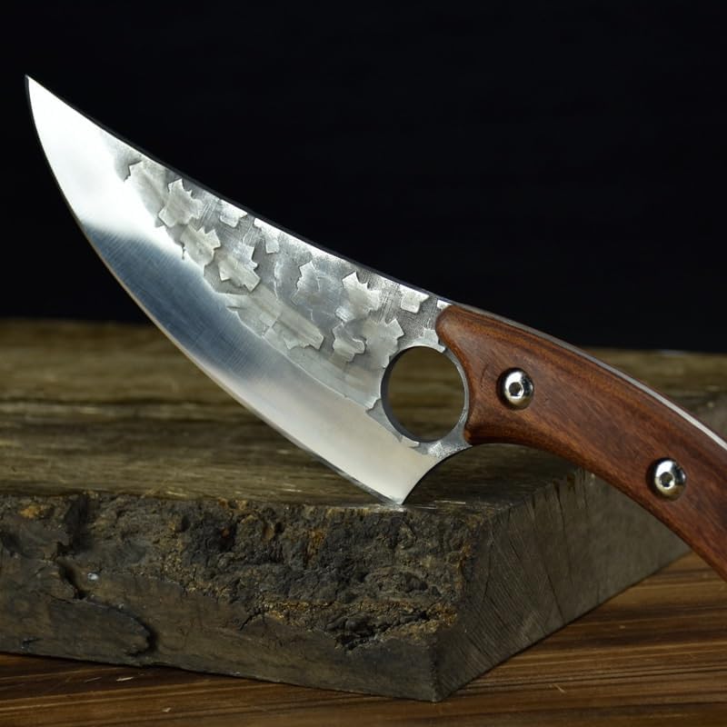 Meat Cleaver,Cleaver Knife Hand-forged Steel Boning Knife Small Scimitar 7Cr17 Blade Meat Cleaver Fish Cutter Slaughter Butcher Cooking Knife
