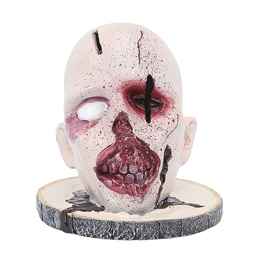 Restokki Halloween Knife Block, Creepy Bloody Skeleton Head Knife Storage Stand, Quirky Counter Fruit Knife Holder for Horror Party Ornament Gag Gift to Halloween/Christmas/Birthday